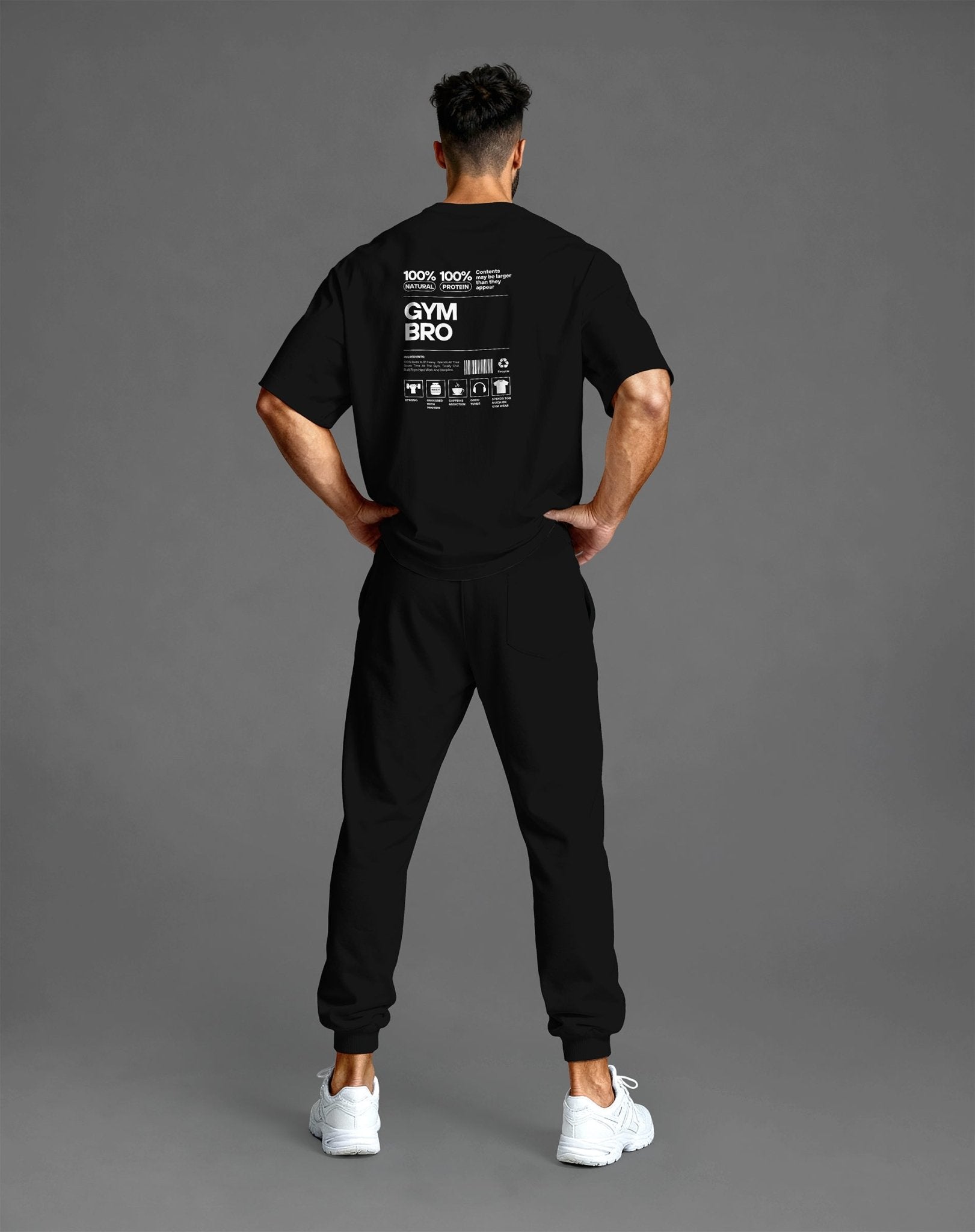 Schwarzes Oversized Gym Shirt für Herren mit „Gym Bro“ Print – humorvolle Streetwear mit Charakter
