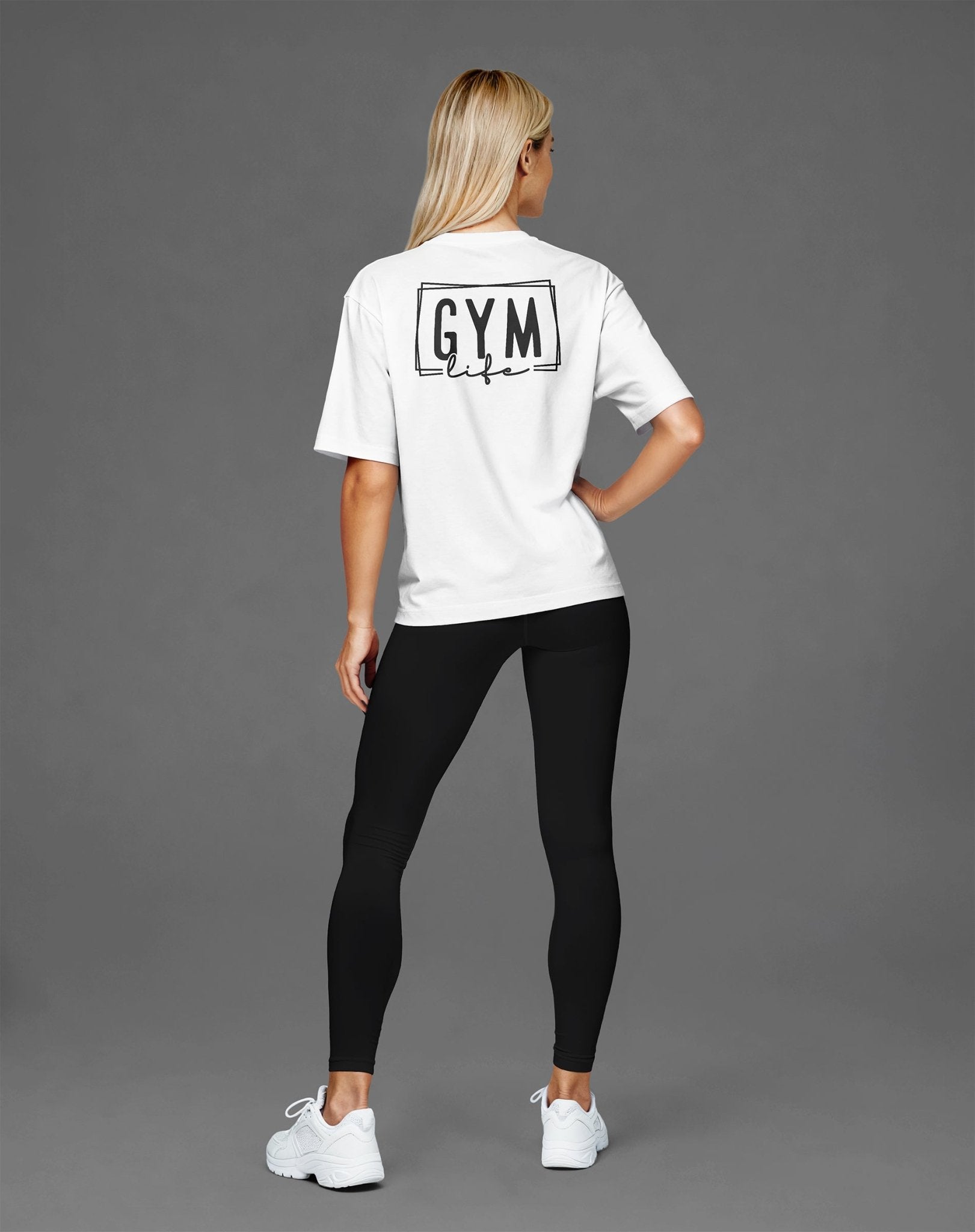 Weißes Damen Oversized Shirt mit „Gym Life“ Design – Streetwear für Energie & Leidenschaft