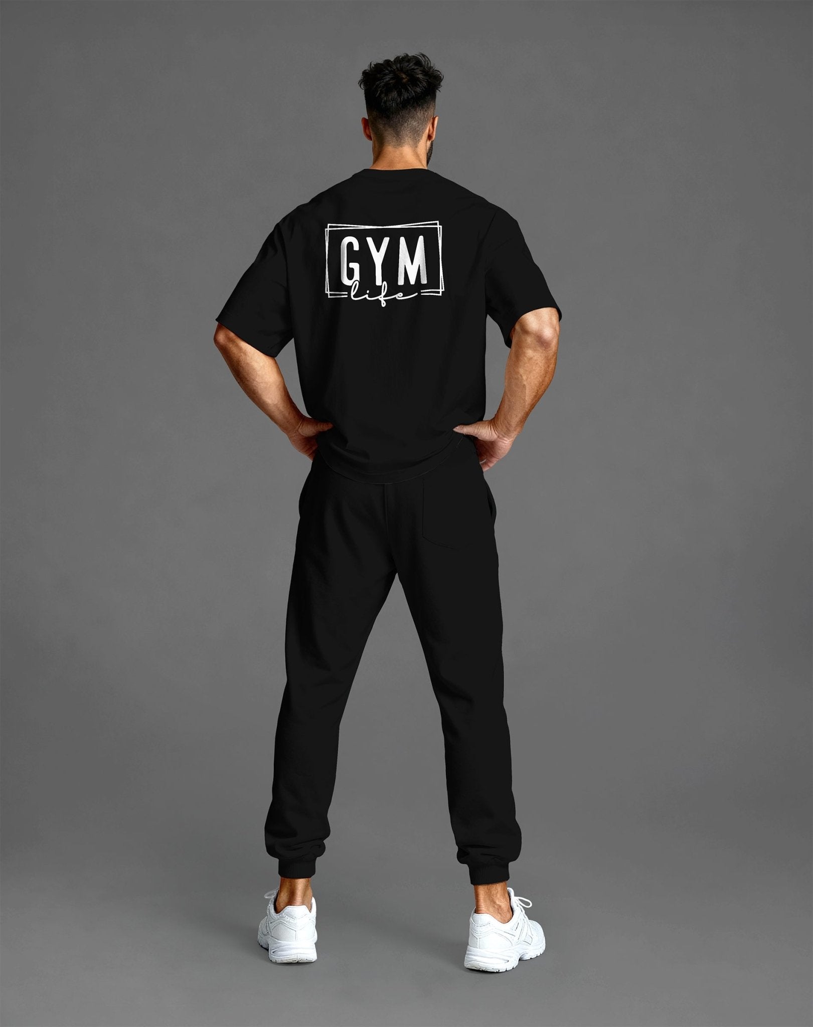 Schwarzes Oversized Herren Gym Shirt mit „Gym Life“ Print – Streetwear für Fokus & Energie