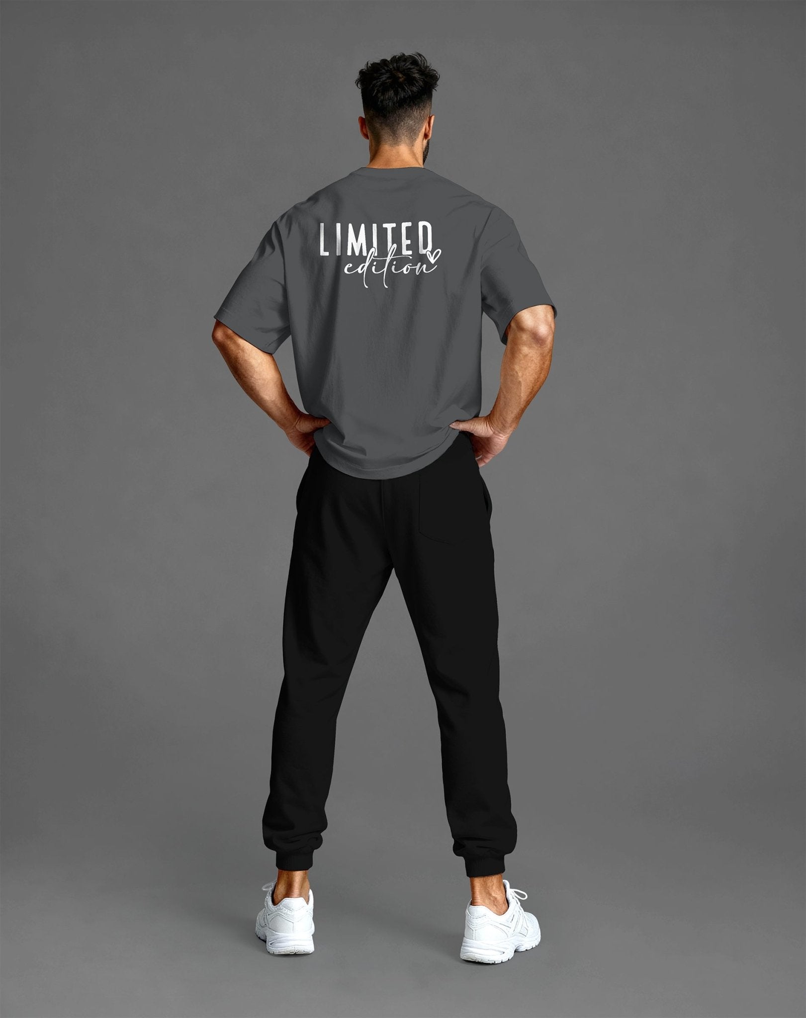 Graues Oversized Herren Shirt mit „Limited Edition“ Motiv – Gym Streetwear mit Stil & Power