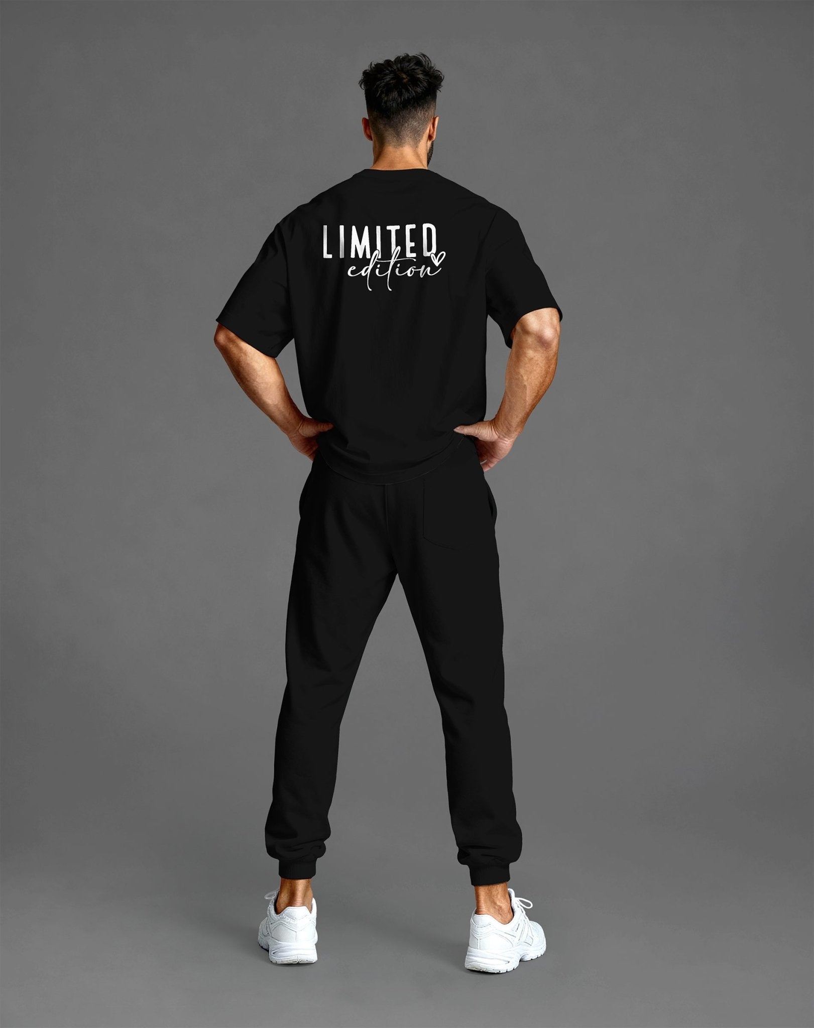 Schwarzes Oversized Herren Gym Shirt mit „Limited Edition“ Print – Streetwear für Einzigartigkeit & Haltung